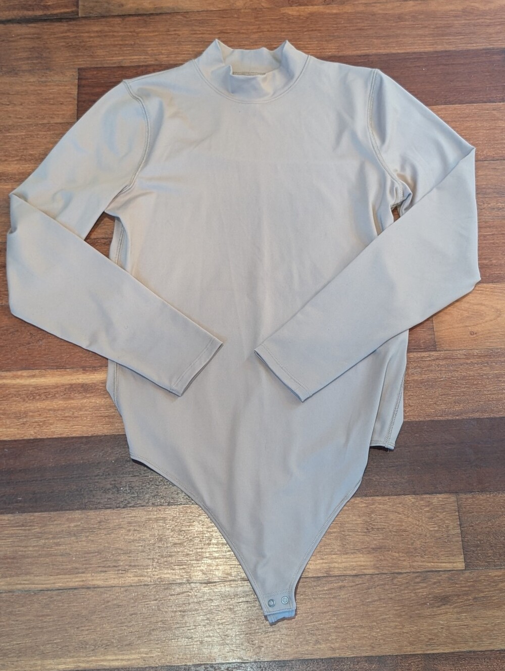 Abercrombie & Fitch Taupe Mock Neck Long Sleeve Bodysuit